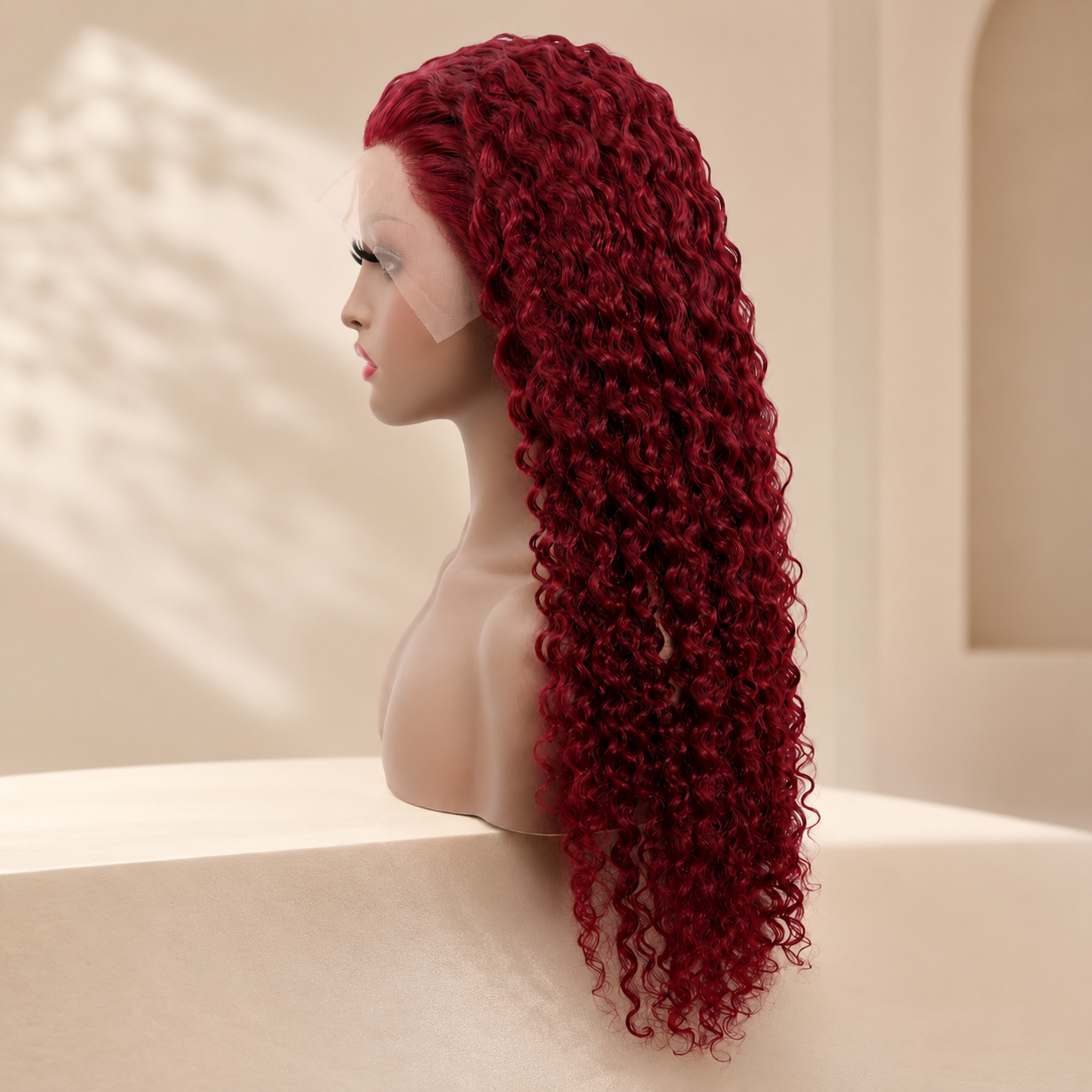 Perruque Water Wave Bordeaux HD Lace – Cheveux Humains, 150 %
