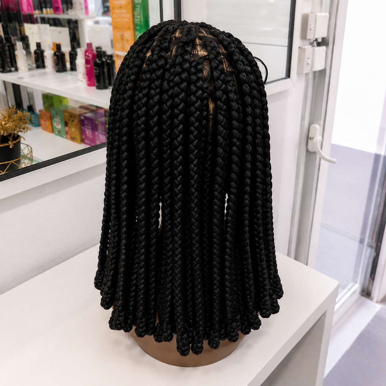 Perruque Lace Box Braids Noires – Tresses Longues Premium