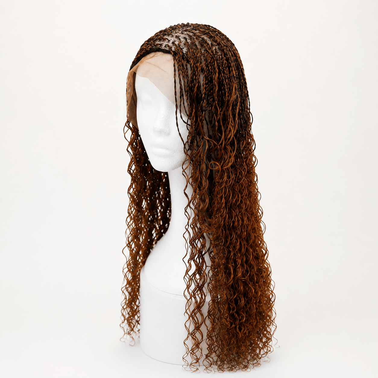 Perruque Lace Tressée Bohème Bouclée – Marron Ombré | Tata Hair Cosmetic