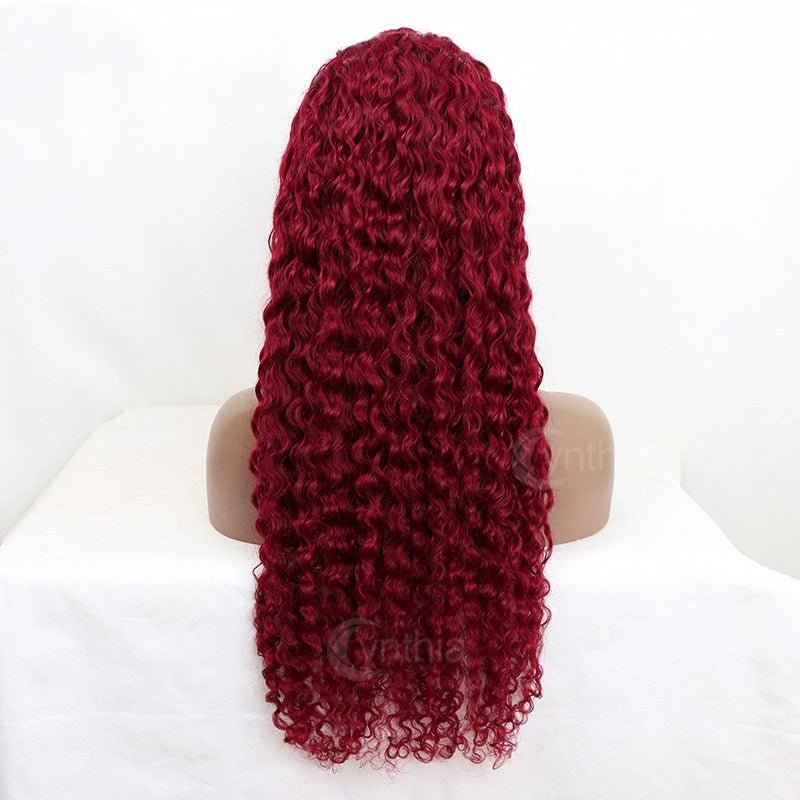 Perruque Water Wave Rouge Bordeaux HD Lace – Cheveux Humains Premium | Tata Hair Cosmetic