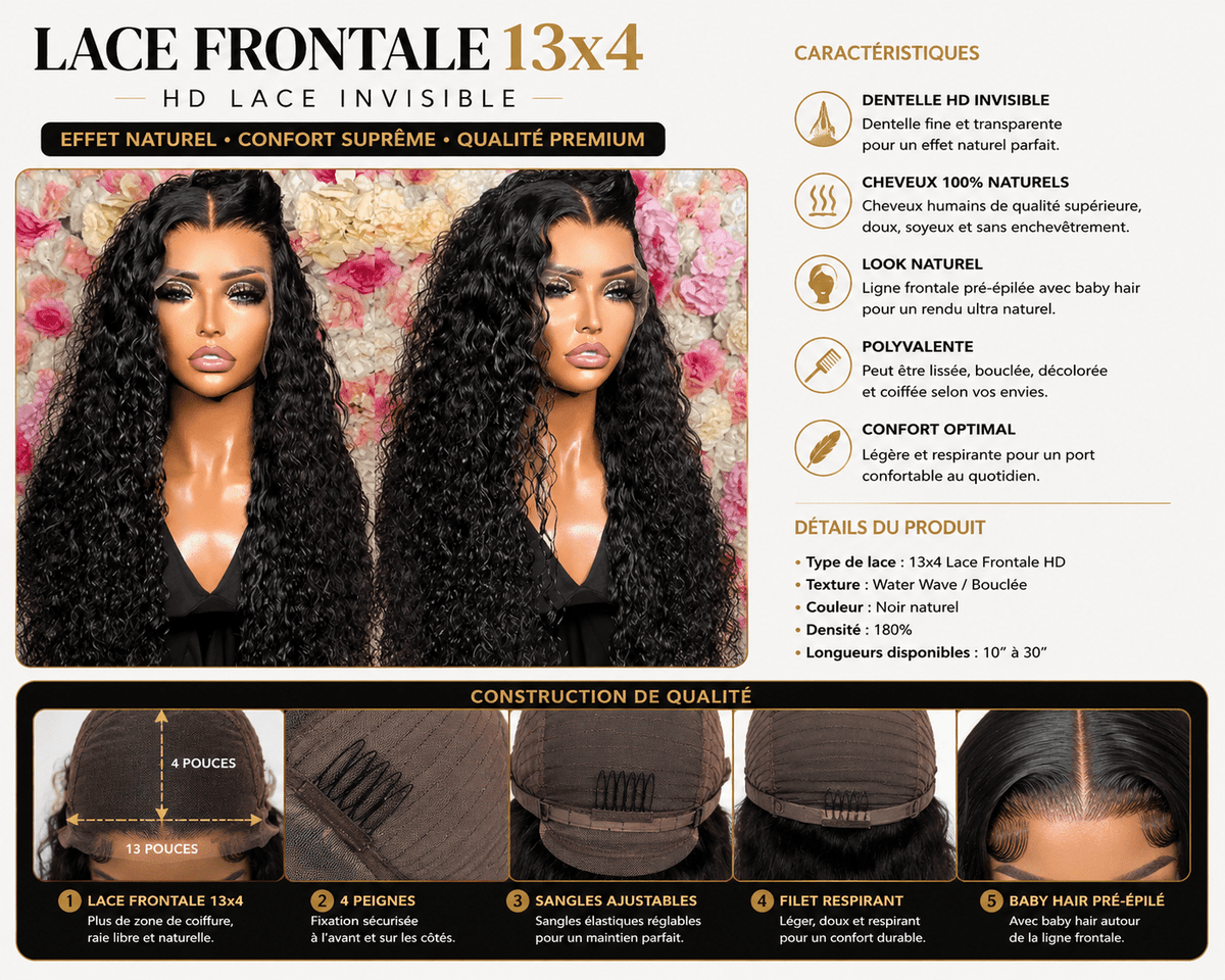 12a Water Wave Human Hair 13x4 Lace Front Wig | Tata Hair Cosmetic