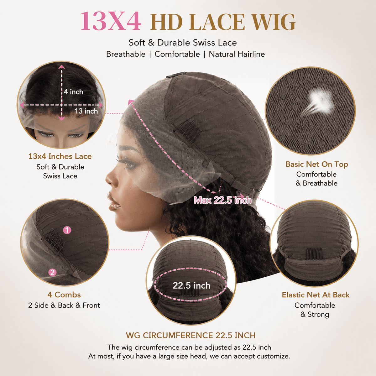 12a Water Wave Human Hair 13x4 Lace Front Wig | Tata Hair Cosmetic