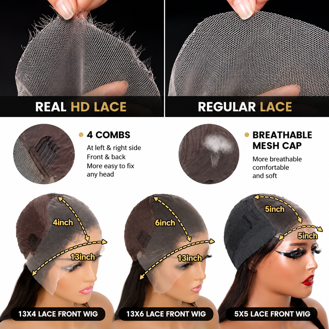 Luxury Brazilian Straight HD Lace Front Wig – 100% Human Hair