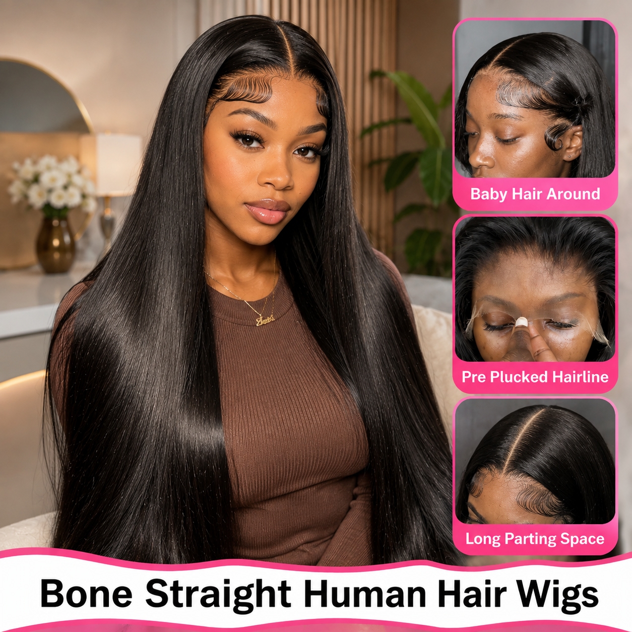 Luxury Brazilian Straight HD Lace Front Wig – 100% Human Hair