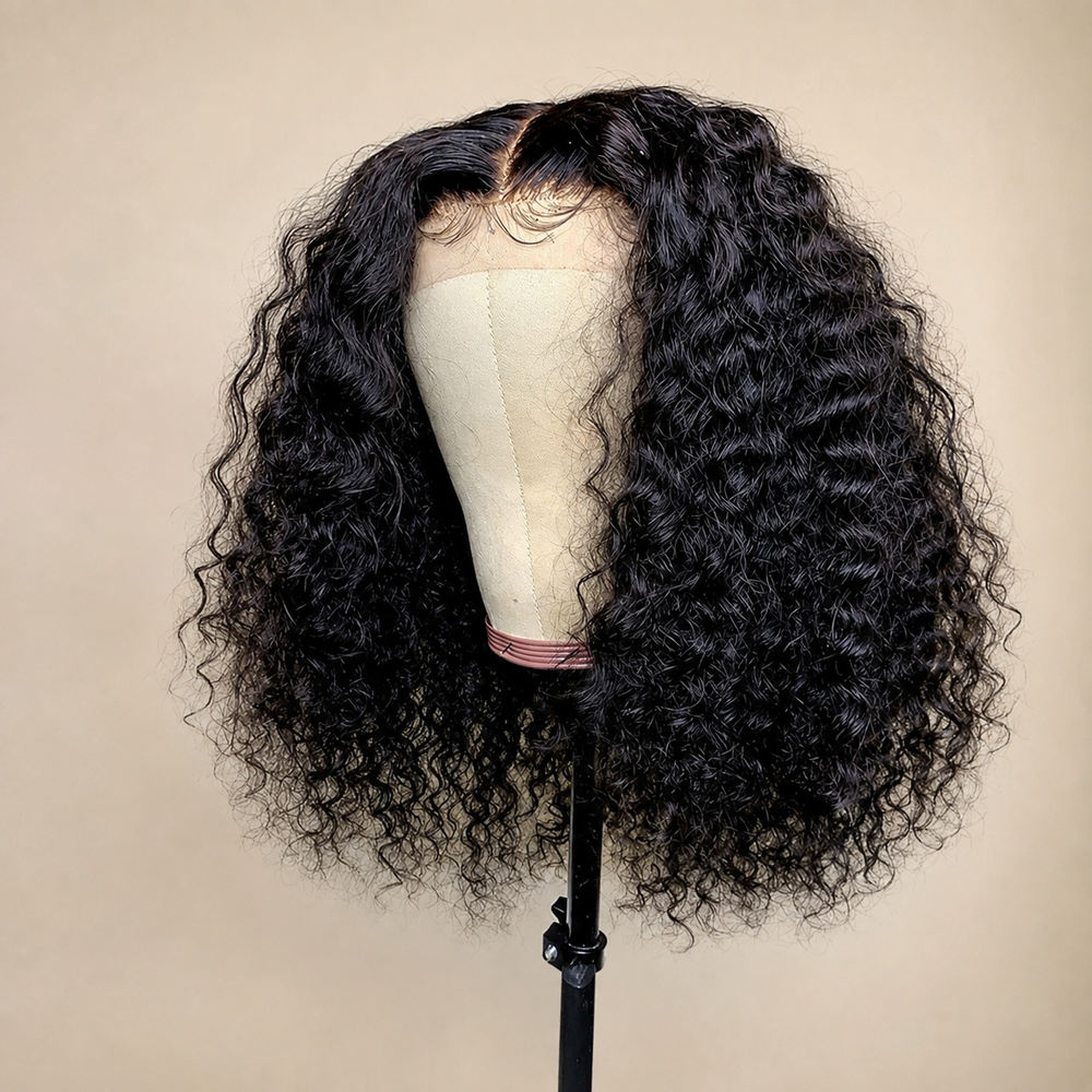 Jerry Curly Bob Wig – Human Hair, 180% Density