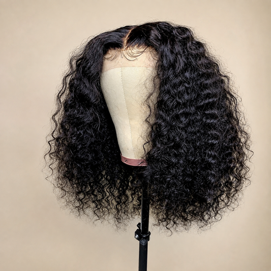 Perruque Bob Jerry Curly – Cheveux Humains, Densité 180 %