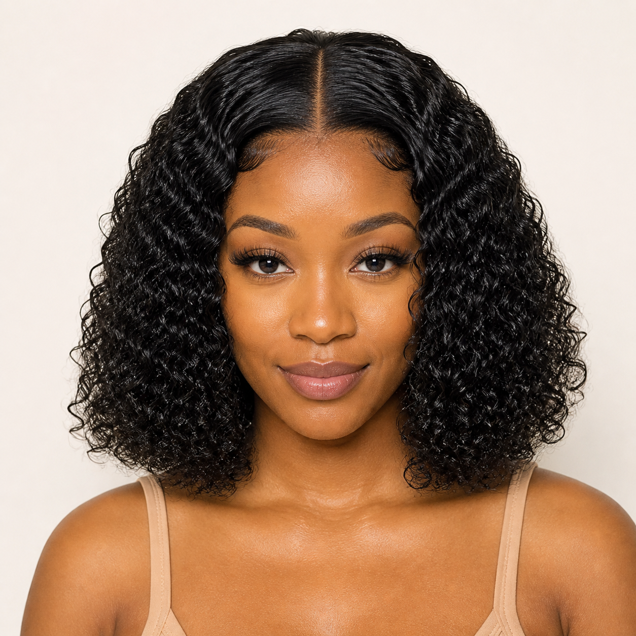 Perruque Bob Jerry Curly – Cheveux Humains, Densité 180 %