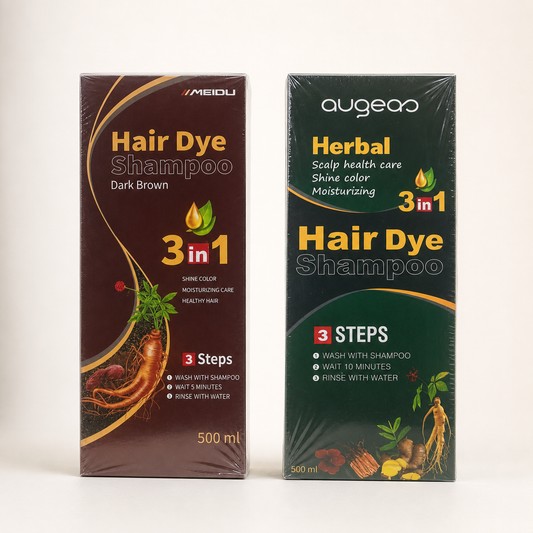 MEIDU Dark Brown and AUGEAS Green herbal hair dye shampoo, 500 ml