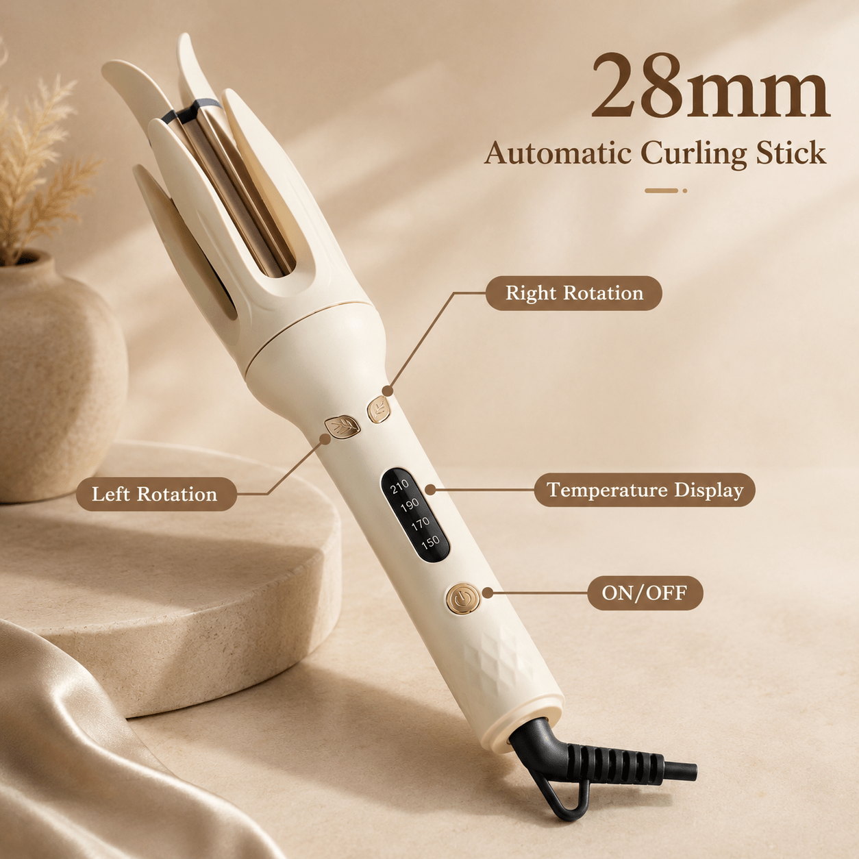Luxury AutoCurl Pro™ | Automatic Ionic Ceramic Hair Curler 28mm | Tata Hair Cosmetic
