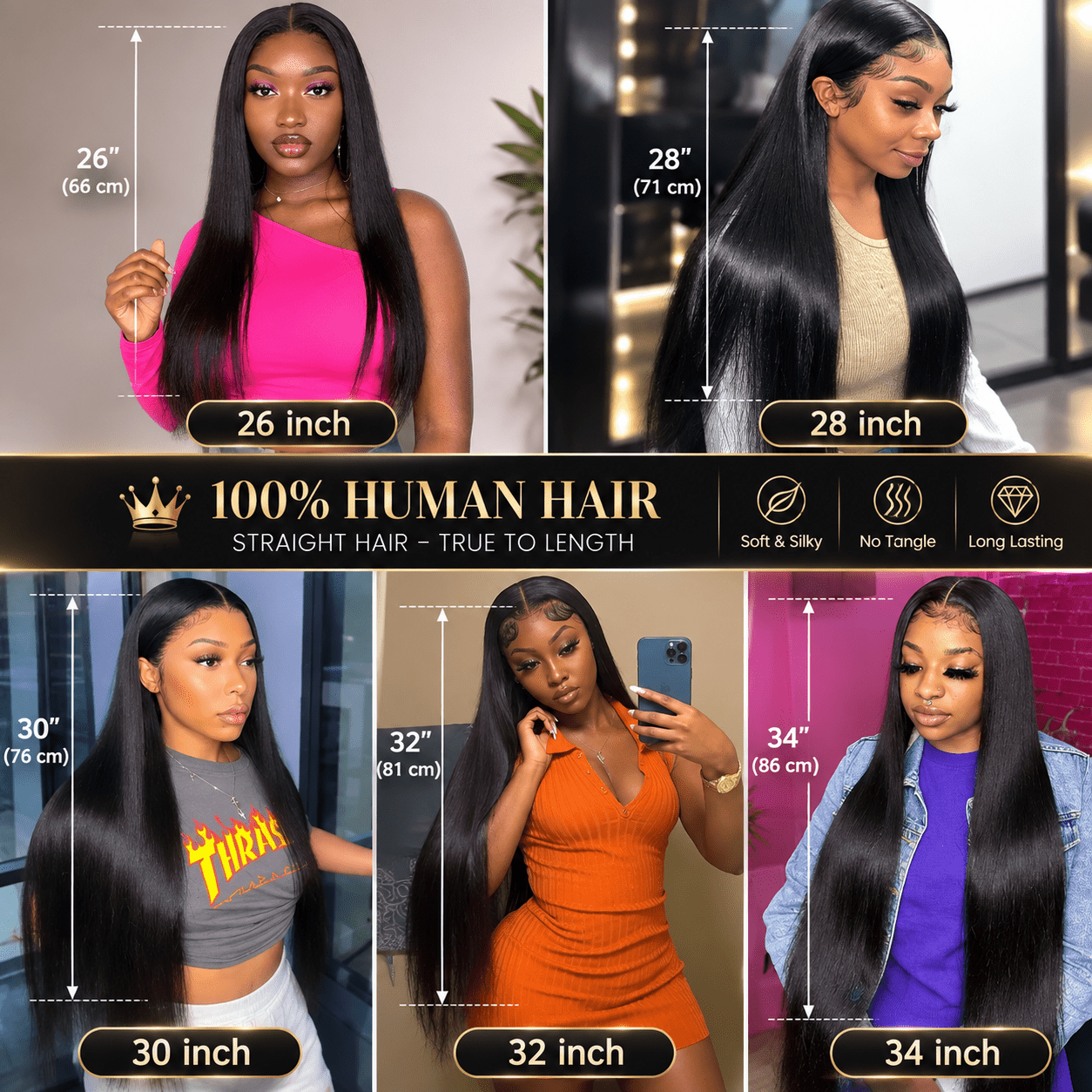 Luxury Brazilian Straight Glueless HD Lace Front Wig – 100% Human Hair | Tata Hair Cosmetic