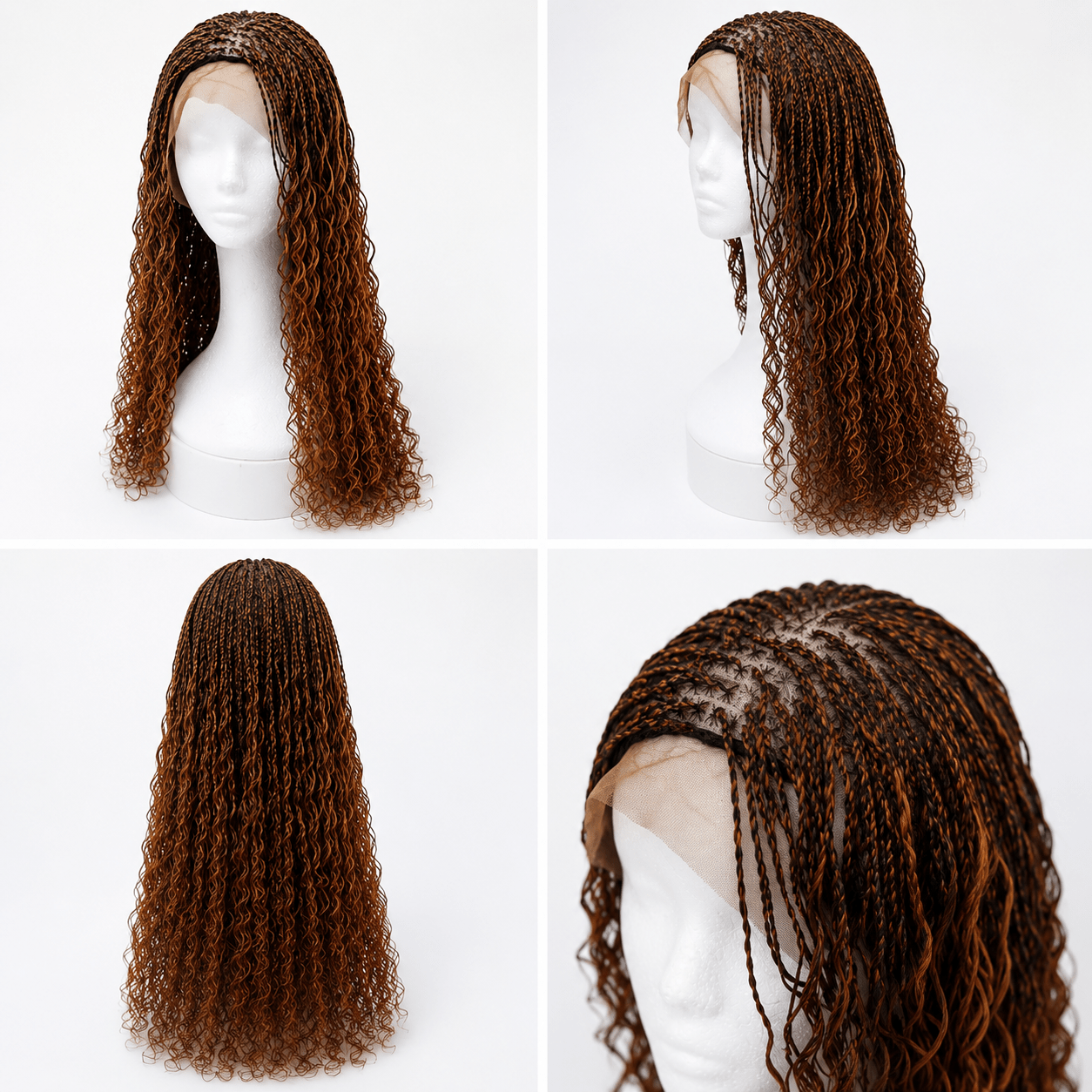 Perruque Lace Tressée Bohème Bouclée – Marron Ombré | Tata Hair Cosmetic