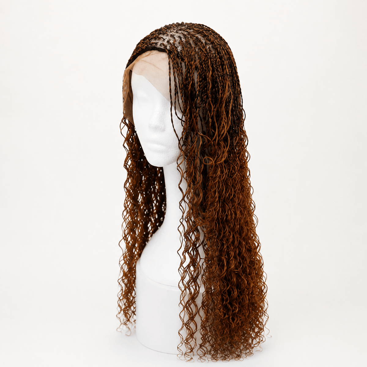 Perruque Lace Tressée Bohème Bouclée – Marron Ombré | Tata Hair Cosmetic