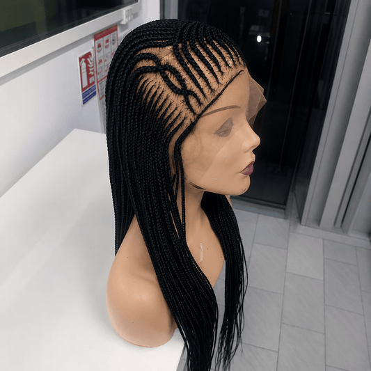 Perruque Tressée Africaine Lace Front Premium – Tresses Longues Noires | Tata Hair Cosmetic