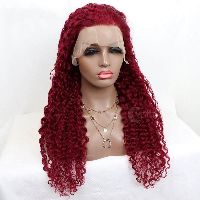 Perruque Water Wave Rouge Bordeaux HD Lace – Cheveux Humains Premium | Tata Hair Cosmetic
